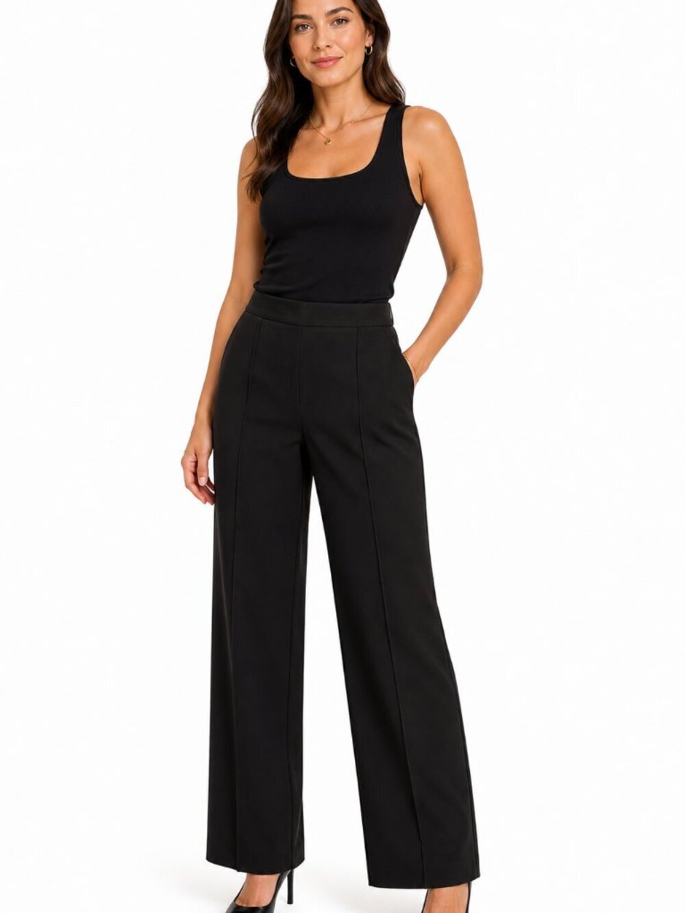 Vince Straight Leg Black Ankle Trousers (Med)